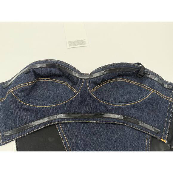 $1000 NEW ALAIA DENIM BUSTIER BRA TOP NWT AUTHENTIC 38 ITALY